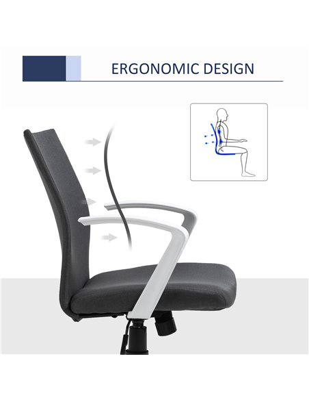 Vinsetto Office Chair Linen Swivel Computer Desk Chair with Wheels, Arm, Charcoal Grey - pic 22977 | FastDaddyshop