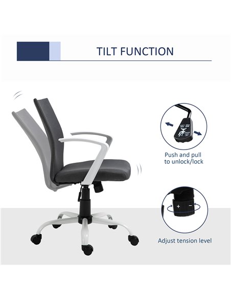 Vinsetto Office Chair Linen Swivel Computer Desk Chair with Wheels, Arm, Charcoal Grey - pic 22978 | FastDaddyshop