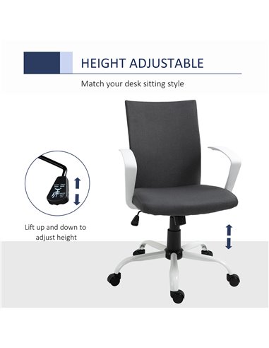 Vinsetto Office Chair Linen Swivel Computer Desk Chair Home Study Task Chair with Wheels, Arm, Charcoal Grey