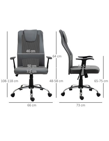 Vinsetto Swivel Mesh High Back Office Chair with Headrest, Grey