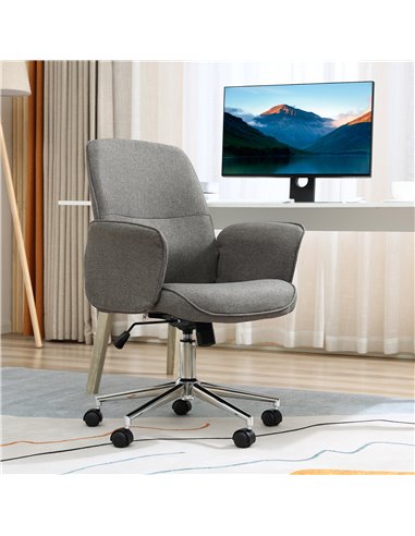 Vinsetto Rocking Office Chair with Wheels, Light Grey