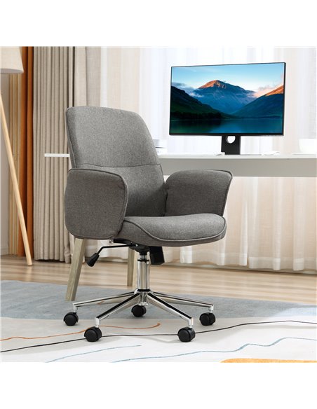 Vinsetto Rocking Office Chair with Wheels, Light Grey - pic 23011 | FastDaddyshop