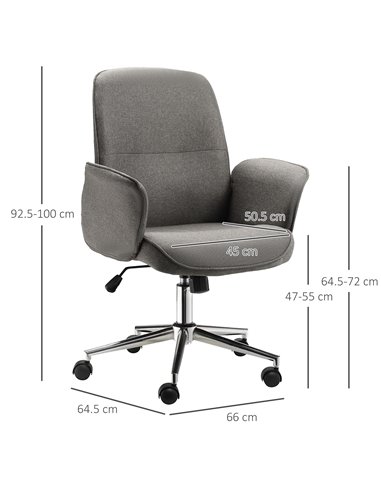 Vinsetto Rocking Office Chair with Wheels, Light Grey