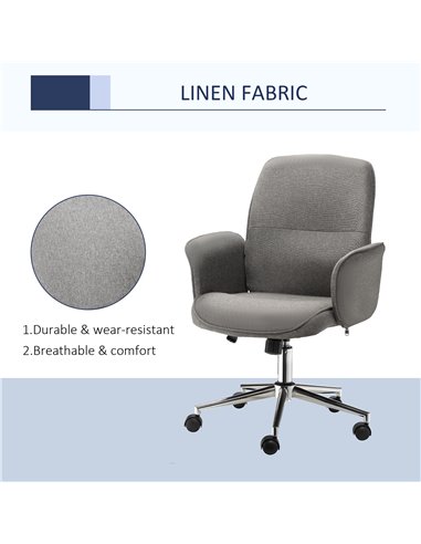 Vinsetto Rocking Office Chair with Wheels, Light Grey