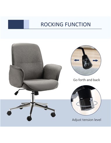 Vinsetto Rocking Chair Office Chair Mid Back Executive Adjustable with Wheels Light Grey