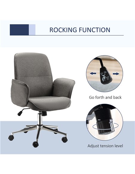 Vinsetto Rocking Chair Office Chair Mid Back Executive Adjustable with Wheels Light Grey - pic 23014 | FastDaddyshop