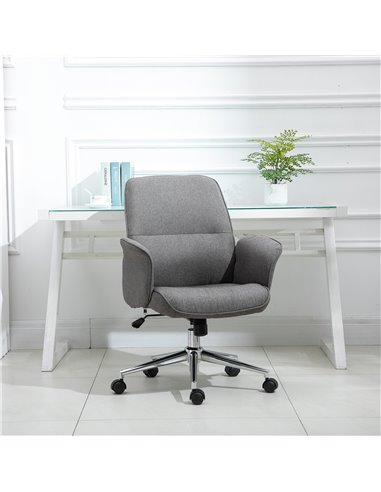 Vinsetto Rocking Chair Office Chair Mid Back Executive Adjustable with Wheels Light Grey