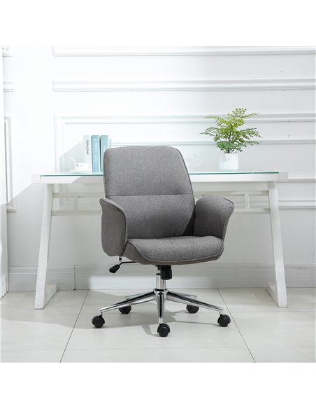 Vinsetto Rocking Chair Office Chair Mid Back Executive Adjustable with Wheels Light Grey - pic 23016 | FastDaddyshop