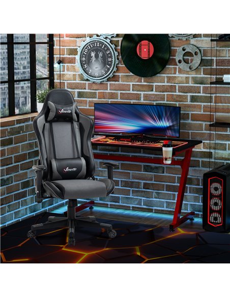 Vinsetto Racing Style Ergonomic Gaming Chair with Lumbar Support, Grey - pic 23020 | FastDaddyshop