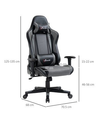 Vinsetto Racing Style Ergonomic Gaming Chair with Lumbar Support, Grey