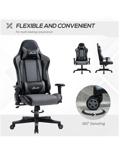 Vinsetto Racing Style Ergonomic Gaming Chair with Lumbar Support, Grey