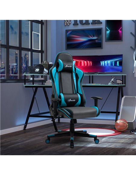 Vinsetto Racing Style Ergonomic Gaming Chair with High Back, Headrest, Sky Blue - pic 23029 | FastDaddyshop