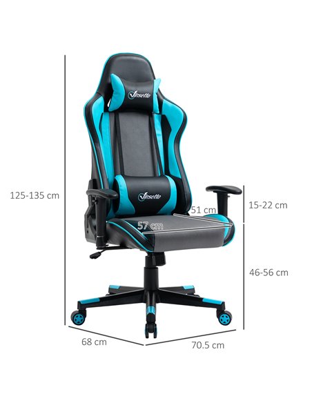 Vinsetto Racing Style Ergonomic Gaming Chair with High Back, Headrest, Sky Blue - pic 23030 | FastDaddyshop