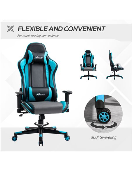 Vinsetto Racing Style Ergonomic Gaming Chair with High Back, Headrest, Sky Blue - pic 23033 | FastDaddyshop