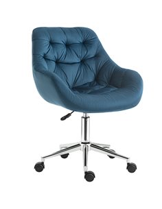 Vinsetto Ergonomic Velvet Home Office Chair with Arm and Back Support, Blue