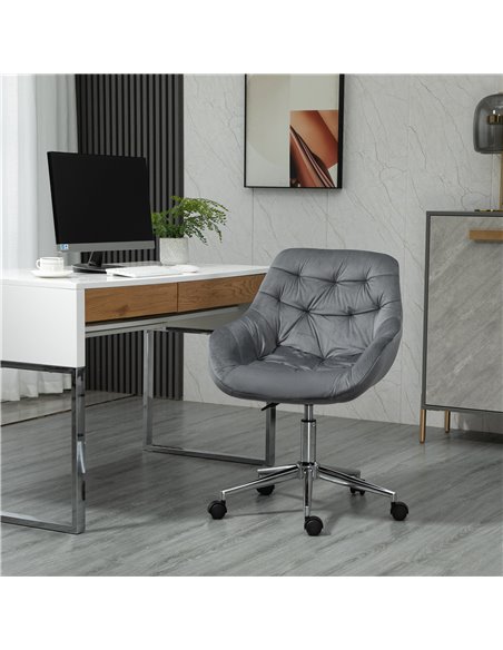 Vinsetto Ergonomic Velvet Home Office Chair with Arm and Back Support, Dark Grey - pic 23056 | FastDaddyshop