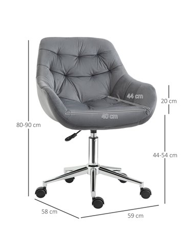 Vinsetto Ergonomic Velvet Home Office Chair with Arm and Back Support, Dark Grey