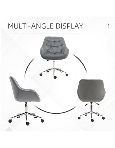 Vinsetto Ergonomic Velvet Home Office Chair with Arm and Back Support, Dark Grey