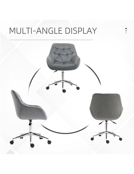 Vinsetto Ergonomic Velvet Home Office Chair with Arm and Back Support, Dark Grey - pic 23061 | FastDaddyshop