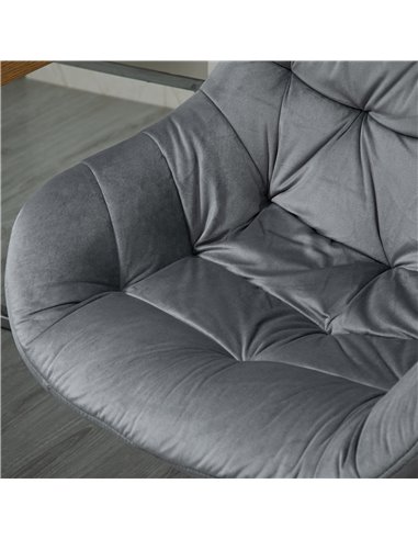 Vinsetto Ergonomic Velvet Home Office Chair with Arm and Back Support, Dark Grey