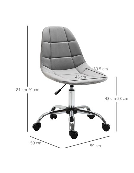 Vinsetto Velvet Executive Ergonomic Office Chair with Adjustable Height and Wheels, Grey - pic 23066 | FastDaddyshop