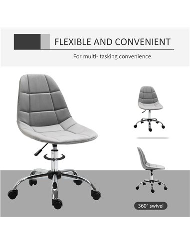 Vinsetto Velvet Executive Ergonomic Office Chair with Adjustable Height and Wheels, Grey