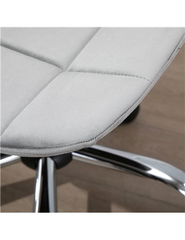 Vinsetto Ergonomic Office Chair with Adjustable  Height and Wheels Velvet Executive Chair Armless for Home Study Bedroom Grey