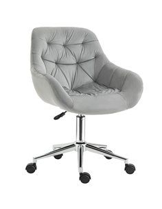 Vinsetto Ergonomic Velvet Home Office Chair with Arm and Back Support, Grey