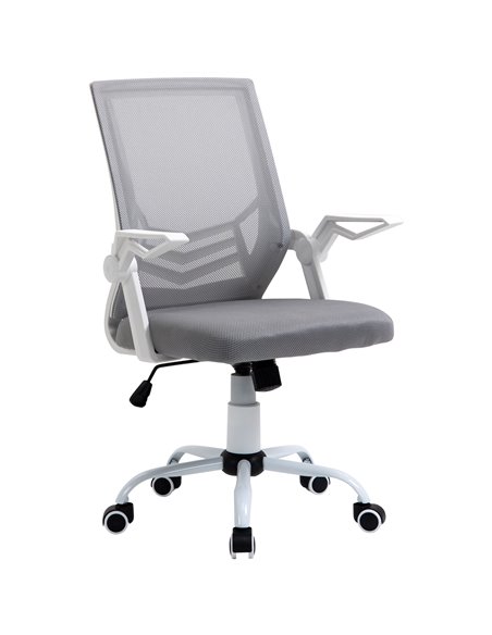 Vinsetto Mesh Office Chair with Lumbar Back Support, Flip-Up Arm, Grey - pic 23082 | FastDaddyshop