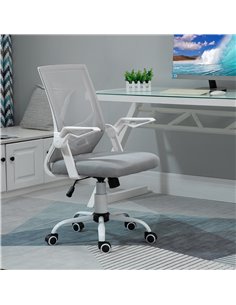 Vinsetto Mesh Office Chair with Lumbar Back Support, Flip-Up Arm, Grey 2