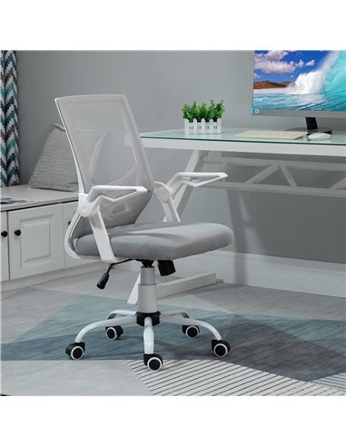 Vinsetto Mesh Office Chair with Lumbar Back Support, Flip-Up Arm, Grey