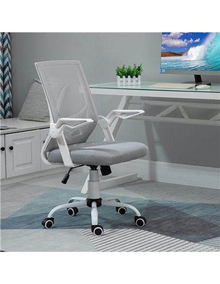 Vinsetto Mesh Office Chair with Lumbar Back Support, Flip-Up Arm, Grey - pic 23083 | FastDaddyshop