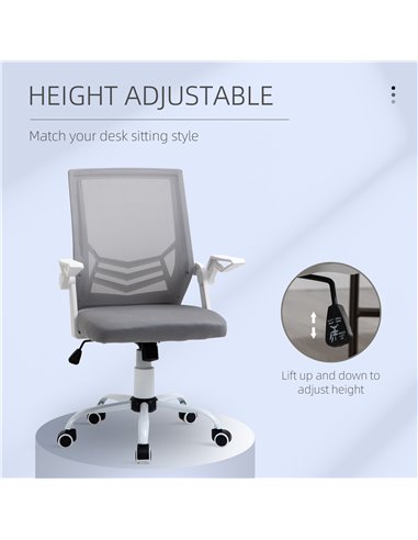 Vinsetto Mesh Office Chair with Lumbar Back Support, Flip-Up Arm, Grey