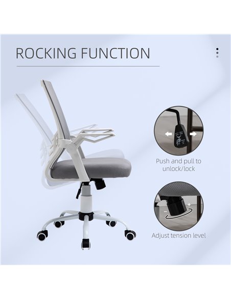 Vinsetto Mesh Office Chair with Lumbar Back Support, Flip-Up Arm, Grey - pic 23086 | FastDaddyshop