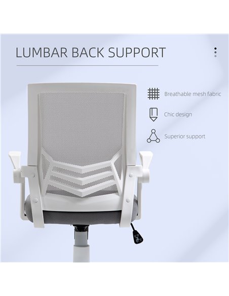 Vinsetto Mesh Office Chair with Lumbar Back Support, Flip-Up Arm, Grey - pic 23087 | FastDaddyshop