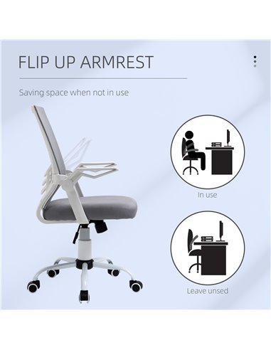 Vinsetto Mesh Office Chair with Lumbar Back Support, Flip-Up Arm, Grey
