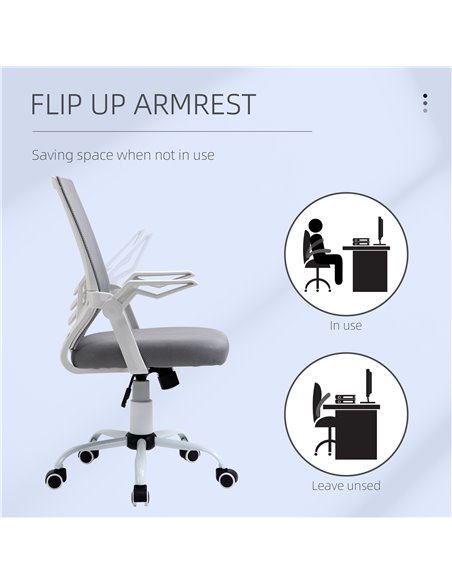 Vinsetto Mesh Office Chair with Lumbar Back Support, Flip-Up Arm, Grey - pic 23088 | FastDaddyshop