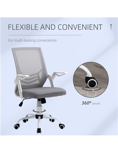 Vinsetto Mesh Office Chair with Lumbar Back Support, Flip-Up Arm, Grey