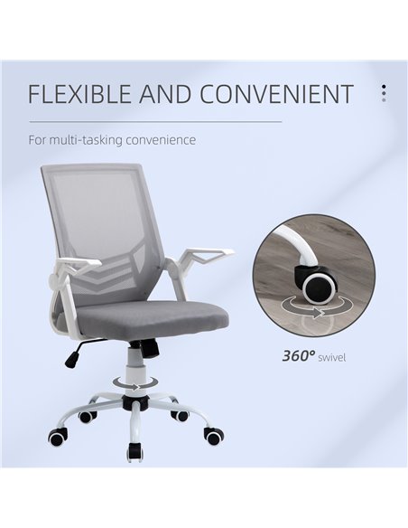 Vinsetto Mesh Office Chair with Lumbar Back Support, Flip-Up Arm, Grey - pic 23089 | FastDaddyshop