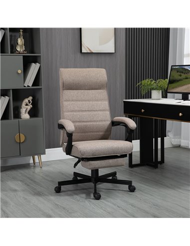 Vinsetto High-Back Home Office Chair with Footrest, Padded Armrest, Brown