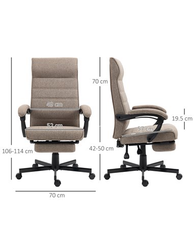 Vinsetto High-Back Home Office Chair with Footrest, Padded Armrest, Brown