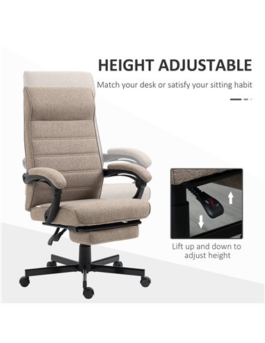 Vinsetto High-Back Home Office Chair with Footrest, Padded Armrest, Brown