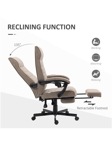 Vinsetto High-Back Home Office Chair with Footrest, Padded Armrest, Brown