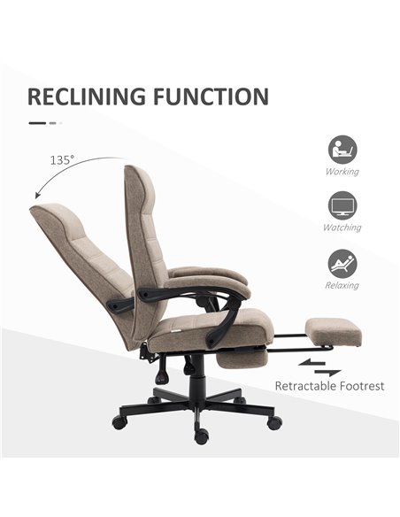 Vinsetto High-Back Home Office Chair with Footrest, Padded Armrest, Brown - pic 23104 | FastDaddyshop