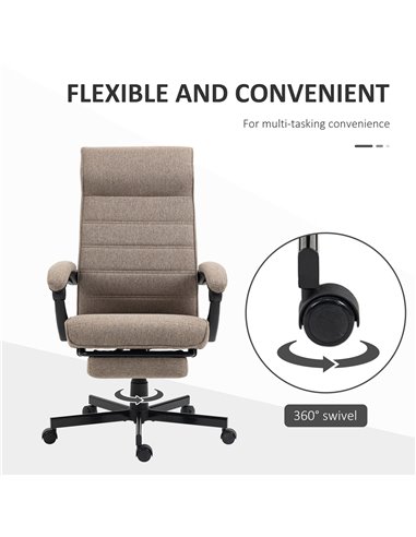 Vinsetto High-Back Home Office Chair with Footrest, Padded Armrest, Brown