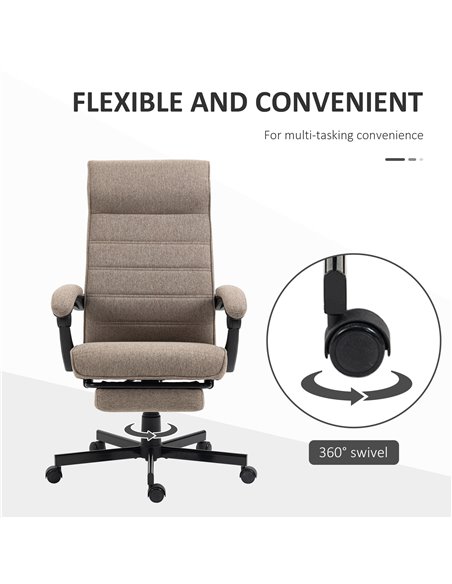Vinsetto High-Back Home Office Chair with Footrest, Padded Armrest, Brown - pic 23105 | FastDaddyshop