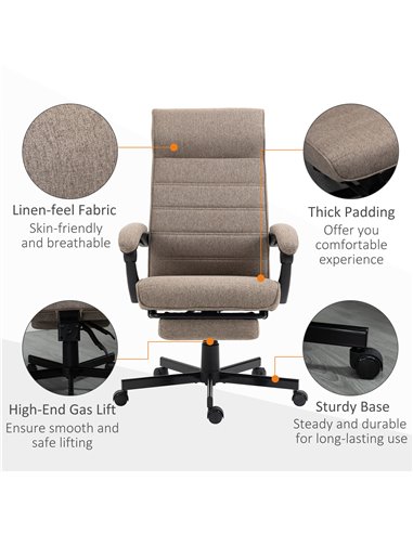Vinsetto High-Back Home Office Chair with Footrest, Padded Armrest, Brown