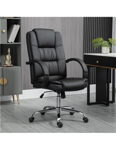 Vinsetto High Back Executive PU Leather Office Chair with Padded Armrests, Black