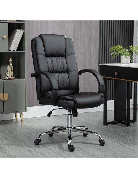 Vinsetto High Back Executive PU Leather Office Chair with Padded Armrests, Black - pic 23110 | FastDaddyshop