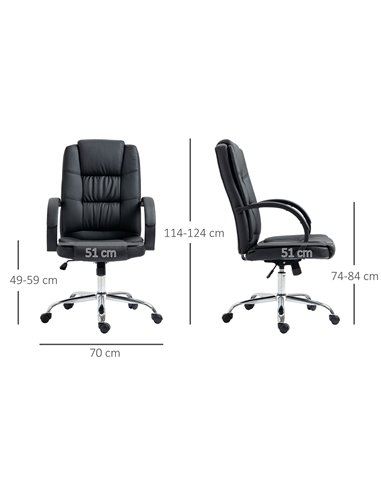 Vinsetto High Back Executive PU Leather Office Chair with Padded Armrests, Black
